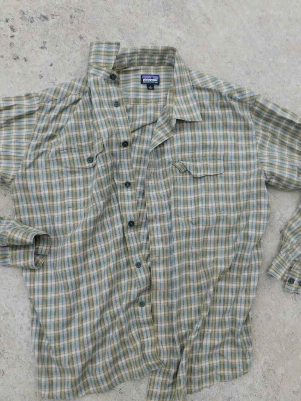 PATAGONIA Mens Button Front Shirt LARGE PLAID